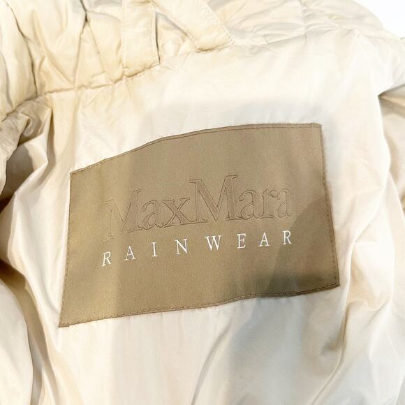 Max Mara Quilted Down Oversized Collar Belted Puffer Coat Jacket Cream 6 - Picture 3 of 11